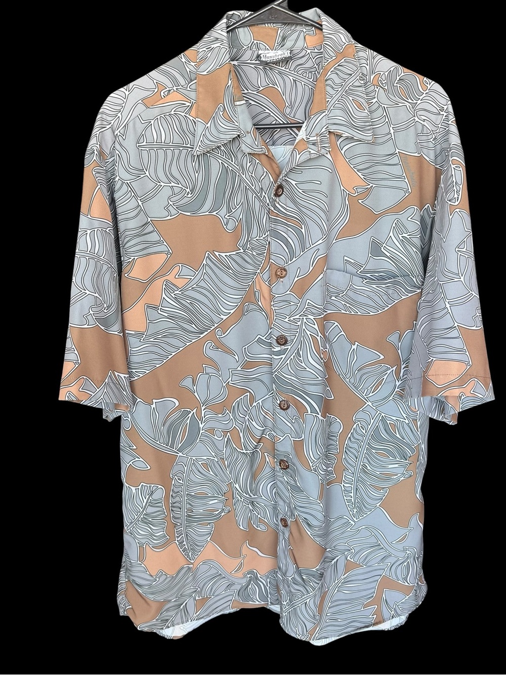 Manuhealii men’s full button shirt polyester fits Large